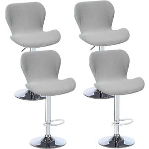 Counter Height Bar Chairs Cover Set of 4 Jacquard Swivel Bar Stools Slipcovers Stretchable Swivel Barstools Chair Covers Protector for Home Kitchen Bar Cafe Light Grey
