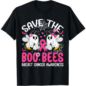 Save The Boo Ghost Bees Breast Cancer Halloween Women Girls T-Shirt M