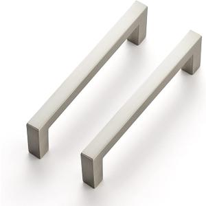 Ravinte 30 Pack Solid 3-3/4 Inch Center to Center Slim Square Bar Drawer Handles Kitchen Cabinet Handles Brushed Nickel Drawer Pulls Kitchen Cabinet Hardware Pulls