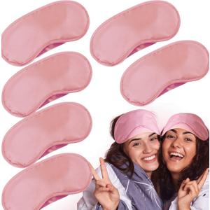6 Pack Blindfold Eye Mask Cover Sleep Mask for Party Games Travel Sleep Team Build Party Supply with Adjustable Strap for Women Men Kids, Pink