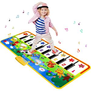Piano Mat - 53" x 23" Musical Mat 8 Animals Sounds Dance Mat for Kids Touch Play Dancing Mat Toy Gifts for 1 2 3 4 5 6 Year Old Girls Boys