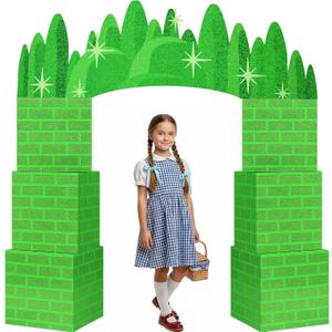 Engrowtic 7 Pcs Emerald Cardboard Castle Arch Wizard Party Decorations 47 x 55 Inch Wizard Playhouse Boxes Castle House Backdrop for Fairy Witch Photo Prop Supplies Birthday Gift