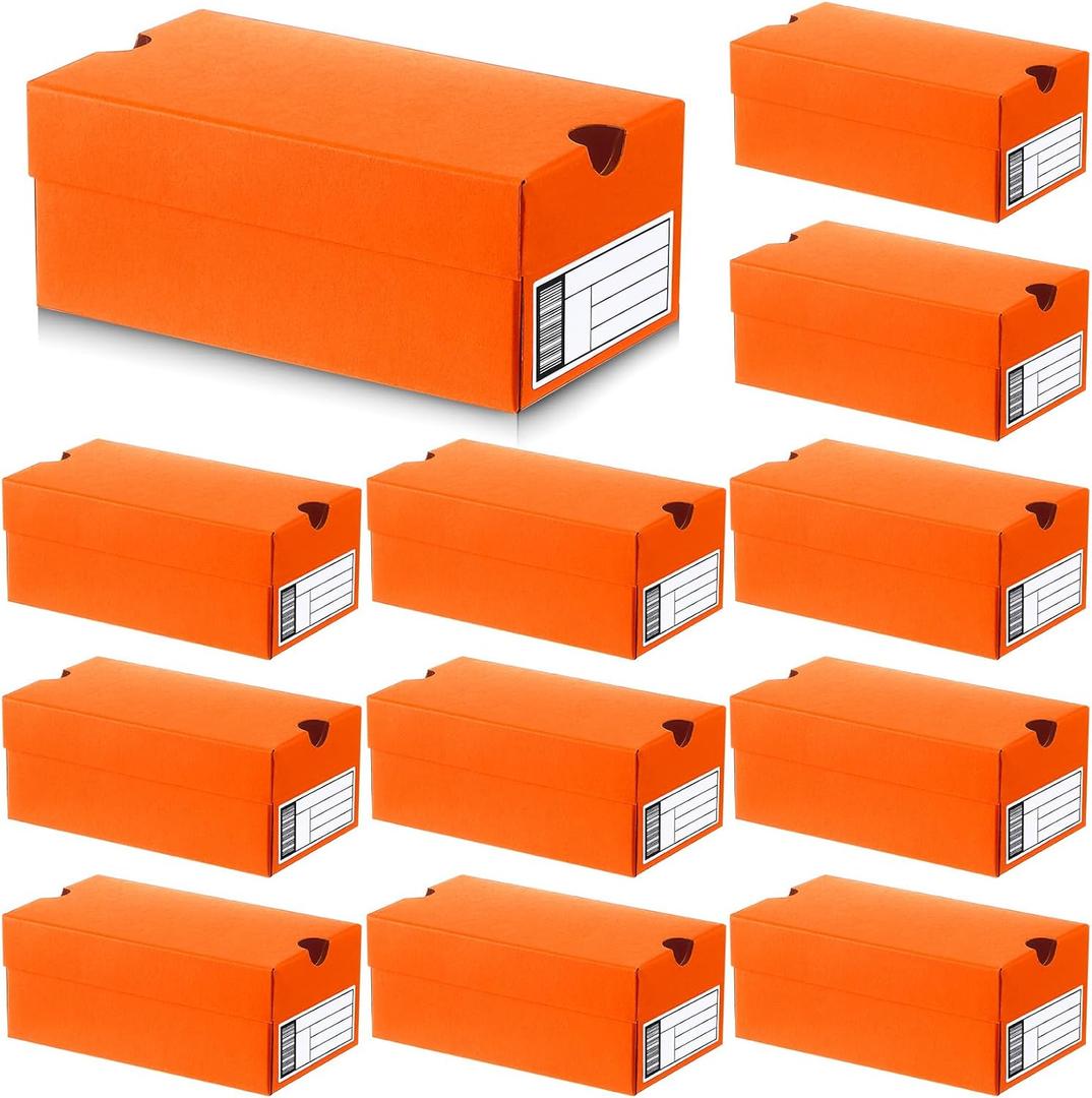 12 Sets Mini Sneaker Boxes for Party Favors Mini Shoe Gifts Boxes 4.7 x 2.5 x 2 Inch Sports Small Gift Case with Editable Label for Candies Cookies Snacks (Orange)