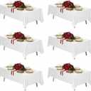 Fixwal 6 Pack White Table Cloth for Rectangle Table, 70 x 120 Inch Polyester Fabric Tablecloths Rectangular, Table Covers 6-8ft for Party, Banquet, Dining, Wedding, Graduation