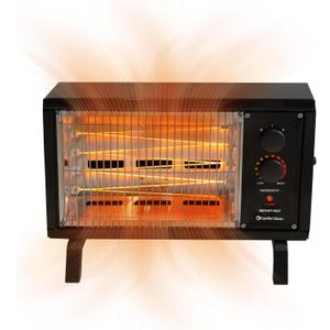 Comfort Zone 1500W Portable Radiant Space Heater, Adjustable Thermostat, Dual Heat Settings, All-Metal Construction, Tip-Over & Overheat Protection, Ideal for Garage & Workshop (Black)