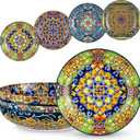 vancasso Pasta Bowls, 42 oz Ceramic Salad Bowls of 4,Large Corlorful Serving Bowls for Kitchen, Dishwasher & Microwave Safe Soup Bowls, Pasta Plates