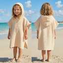 Frienda Muslin Hooded Beach Towel for 3-6 Years Kids Soft Muslin Bath Poncho for Baby Absorbent Fast Drying Blankets for Boys Girls Newborns Toddler Beach Pool Bath Essentials(Khaki)