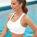 Womens Sports Bra Bikini Top for Large Bust Push Up Swim Tops Bathing Suit Bra Swimsuit Top (White, XXXL)