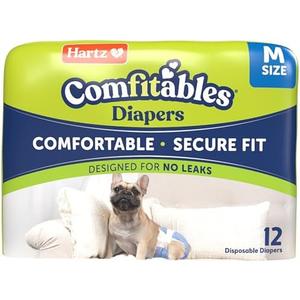 New! Hartz® Comfitables® Disposable Dog Diapers, Size Medium 12 Count, Comfortable & Secure Fit, Easy to Put On, Super Absorbent Male and Female Diaper Size M