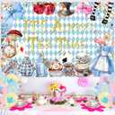 Wonderland Decorations Include Backdrop Ballons,Alice Party Photo Background 5 x 3 FT and Tea Balloon