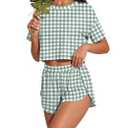 PrinStory Womens Pajama Sets Side Split Shorts Pj Set Cute Pjs 2 Piece Summer Lounge Sets XL
