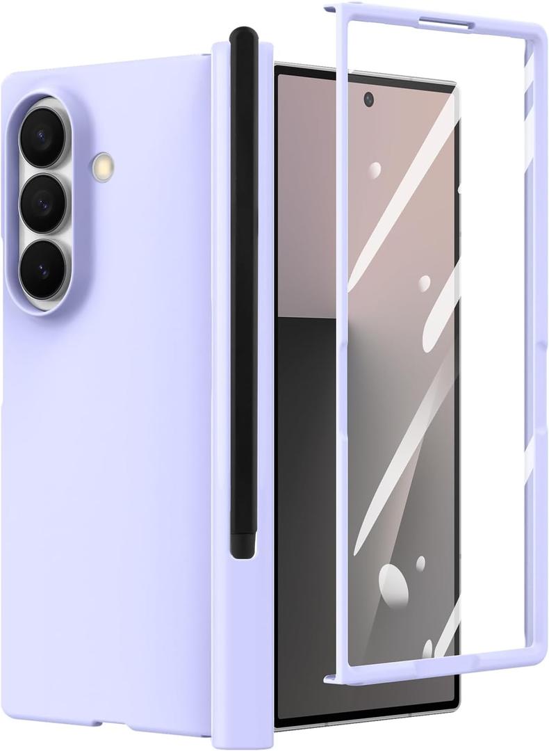 tharlet for Samsung Galaxy Z Fold 7 Case with Screen Protector Built-in S Pen Holder [Hinge Protection] Slim Fit Protective Phone Case for Galaxy Z Fold 7, Pink