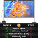 120inch Projector Screen with Stand: Portable Projector Screen Outdoor Indoor Front/Rear16:9 4K HD with Carry Bag, Sandbag - Lightweight Movie Screen for Backyard, Camping, Theater