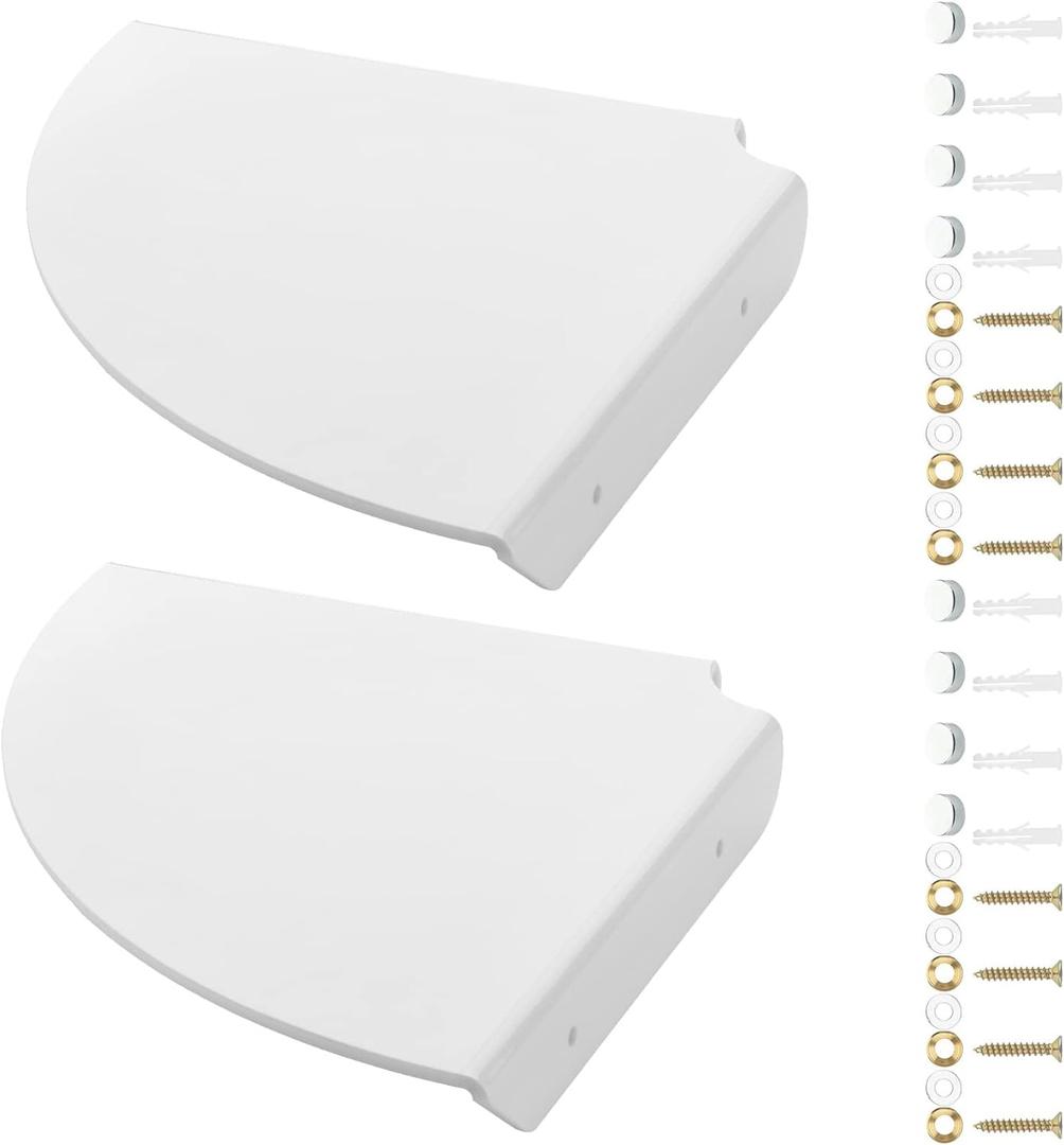 Cosmos 2 Pcs Acrylic Wall Mount Floating Corner Shelves Quarter Round Shower Shelf Hanging Corner Shelves Wall Storage Display Organizer for Bathroom Kitchen Bedroom Living Room (Solid White) Cosmos 2 Pcs Acrylic Wall Mount Floating Corner Shelves Quarter Round Shower Shelf Hanging Corner Shelves Wall Storage Display Organizer for Bathroom Kitchen Bedroom Living Room (Solid White)