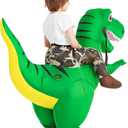 COMIN Inflatable Dinosaur Costume Kids Halloween Blow up Costumes Boys Girls Funny Riding T Rex Air Green Costume Party