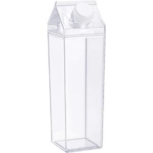 Milk Carton Water Bottle 33oz (1000mL) Plastic Square Milk Bottles No BPA Leakproof Water Bottle Portable Reusable Milk Carton Shaped Juice Bottle Perfect for Fitness Gym Camping Sports