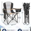 HOPERAN Camping Chair 500lb Folding Lawn Chair for Outside, Balck, 2 Pack, Oversized
