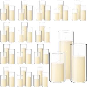 Shihanee 108 Pcs Pillar Candles, Cylinder Vases 54 Sets,Ivory White
Clear Glass Holders for Centerpieces, Vases for Weddings Events, Varied Heights Cylinder Holders, Table Decor Parties
