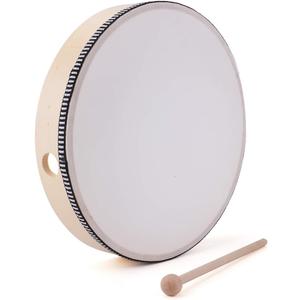 Foraineam 10 Inch Hand Drum Music Percussion Wood Frame Drum with Drumstick Music Rhythm Instruments