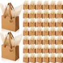 Zhanmai 100 Pcs 4.7 x 2.4 x 3.9 Inch Mini Gift Bags Bulk with Tissue Paper Small Kraft Paper Bag with Handle Gift Tag for Birthday Party, Wedding, Graduation, Mother's Day, Father's Day(Brown)