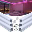 Muzata 6Pack 3.3FT/1M Excellent Spotless LED Channel with Thicker Milky White Cover No Hot Spots Sliver Deeper LED Strip Diffuser Channel U108 WW 1M