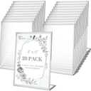 EHWINE 20 Pack Acrylic Sign Holder 4 x 6, Silver Picture Frame Stand up Table Top Sign Holders, Slanted Back Paper Holder Clear Display Stand Menu Flyer Holder for Wedding Party