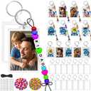 Cinrobiye 24 Father's Day Craft Kits Bulk Make Your Own Dad Keychains DIY Fathers Photo Acrylic Keychains Crafts for Home School Art Activities Happy Father Day Gift Birthday Party Favor Decors
