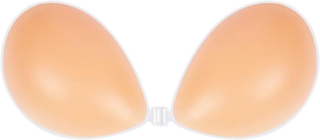 Niidor Adhesive Strapless Bra for Women Sticky Invisible Push up Silicone Bra for Backless Dress 2025 Upgraded Clasp Bras (Creme)