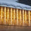 Minetom Icicle Lights Outdoor with Clips, 20ft 100 LED 20 Tubes Twinkling Crystal String Lights, Connectable Waterproof Hanging Icicle Christmas Lights Plug in for Eave Outdoor, Warm White