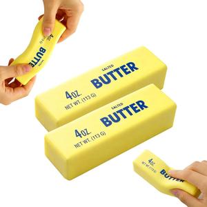 Slow Rising Butter Squishy Toy, Soft Squishy Butter Stick for Stress & Anxiety Relief, Sensory Fidget Squishy Butter Stick, Portable Calming Desk Decor, Party Favor Gift for(Yellow) 2PC