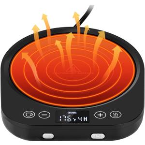 PUSEE Candle Mug Warmer Electric, Auto On/Off Gravity-Induction Coffee Warmer with 9 Temp Settings, 1-9 Timer Candle Melter, Beverage Warmer for Home & Office (Black)