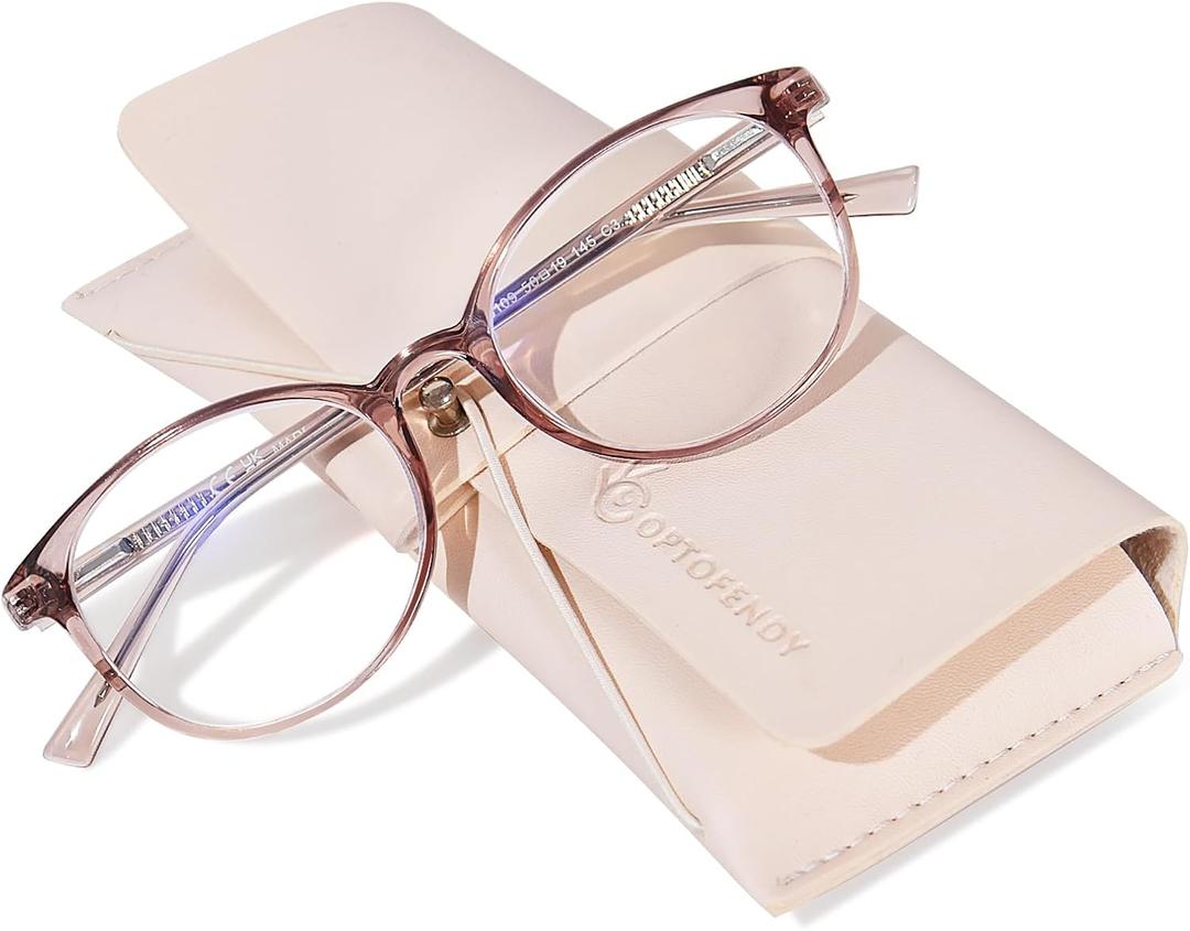 TR90 Reading Glasses for Women, Fashion Round Blue Light Blocking Computer Readers