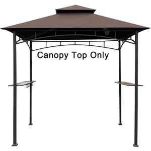 APEX GARDEN Replacement Canopy Top CAN ONLY FIT for Model #L-GG001PST-F 5' X 8' Brown Double Tiered Canopy Grill BBQ Gazebo (Top Only) (Brown)