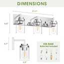 Chrome Light Fixtures, 3 Light Bathroom Vanity Light with Clear Glass Shade, 22in Modern Vanity Light, Bathroom Lighting Fixtures Over Mirror for Living Room