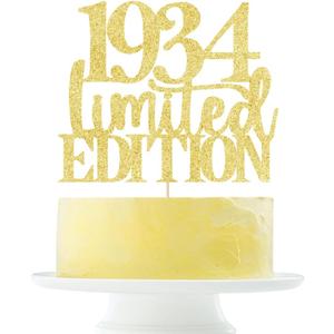 Limited EDITION 1934 cake topper 92th birthday happy birthday cake topper men and women cheer 92 years old handmade gold glitter cake decoration (1934)
