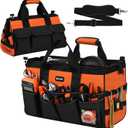 UUP Heavy Duty Tool Bag 18-Inch, 16-Pocket Portable Soft Tool Box Organizer Storage, Handle Tactical Carry Tote Empty Toolbox with Large Zipper, Father Day Dad Men Gift for Mechanic Engineer, Orange