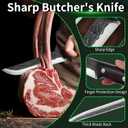 FULLHI Boning Knife with Sheath, Multi-colors Handle Full Tang Kitchen Knife, High Carbon Steel Carving Fishing Deboning Knife for Outdoor Camping BBQ (Brown, 6.69icnh)