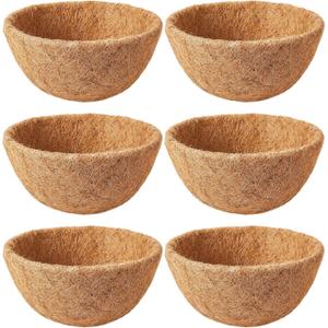 6 Pack 16 Inch Coco Liners for Hanging Baskets - Natural Hanging Basket Liners Coconut Liners for Planters Coconut Fiber Planter Liner for Wire Baskets and Flowers Outdoor Garden Decor