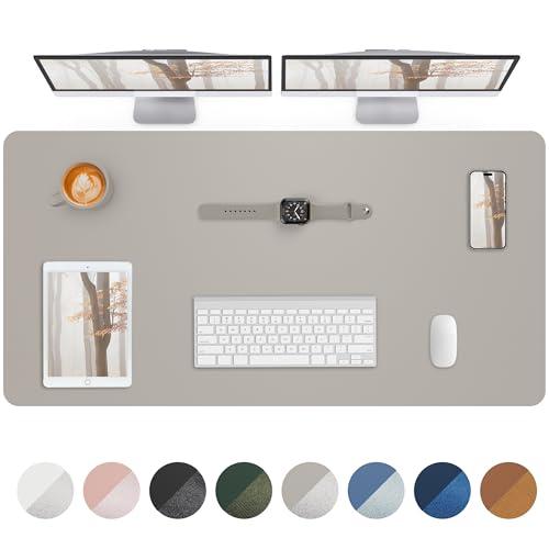 Leather Desk Pad Protector,Mouse Pad,Office Desk Mat, Non-Slip PU Leather Desk Blotter,Large Desk mat,Waterproof Keyboard mat for Office/Home/Decor (Light Grey,48" x 24")