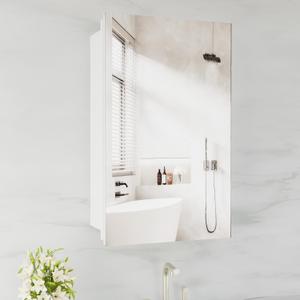 16x26 Medicine Cabinet,Frameless Mirror Cabinet with 3-Tier Removeable Glass Shelves,Waterproof Bathroom Medicine Cabinet,Recessed or Surface Mount Installation (CS5001-1626U)
