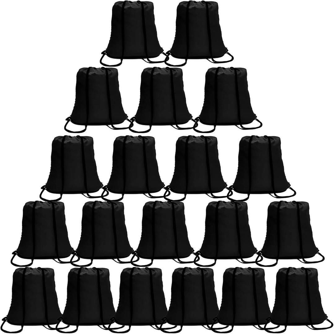100 Pack Drawstring Backpack Black Bulk Drawstring Bags Nylon String Backpack Gym Cinch Sack Backpack Sport Bag Draw String Party Bags for Men or Women