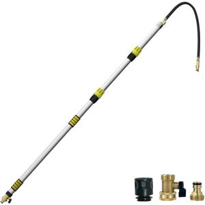 12FT Gutter Cleaner Tools From Ground with 3/4" Brass Garden Hose Shut Off Valve, Bendable Flexible Water Wand for Garden Hose, Window
