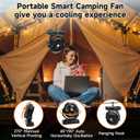 Sireck 40000mAh Battery Powered Camping Fan,12-Inch Portable Personal Fan with Remote,LED Lantern, 6 Speeds,Timer,Auto Oscillation,Digital Display Cordless Tent Fan (Black)