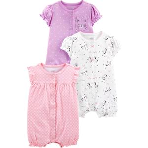 Simple Joys by Carter's Baby Girls' 3-Pack Snap-up Rompers, Light Pink/ Lilac Dots/ White Unicorn, 18 Months