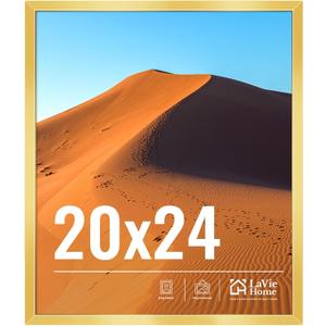 LaVie Home 20x24 Picture Frame for Wall Display, 20x24 Gold Picture Frame with HD Plexiglas, 20 x 24 Poster Frame 1 Pack, Display Frame for Vertical or Horizontal, Classic Collection
