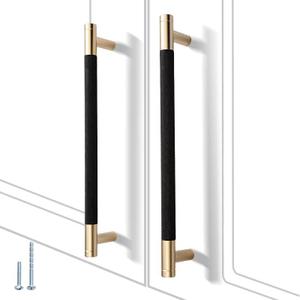 2 Pack 7 1/2 Inch 192 mm Knurled Cabinet Handles Cabinet Pulls Aluminum Handles Pulls Gold and Black Oxidation Finish with Diamond Pattern 8.6" Length (7.5" Hole Center)