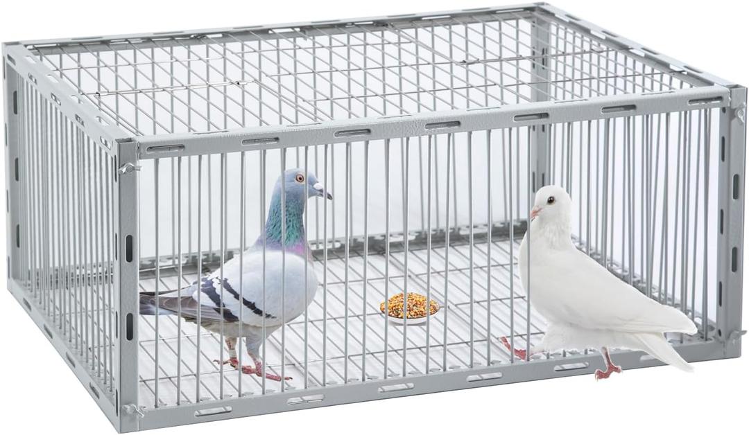 Pigeon Trap with Escape-Proof Design, Pigeon Cage with One-Way Entry, Ideal Pigeon Coop, Chicken and Bird Trap Cage, Portable & Easy Assembly, Unharmful Made of High-Strength Iron with Anti-Rust Paint (23.8"L x 17.2"W x 10.2"H)