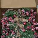 20 Pcs Artificial Pine Cone Snowflake Red Berry Picks Stems, 7.1" Fake Frosted Holly Berries Needles Branches with Pinecones Christmas Sprays Floral Leaves Xmas Tree DIY Holiday Party Decor