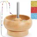 Tilhumt Bead Spinner for Jewelry Making, Effortless Rotating Wooden Clay Bead Spinner with 2 Big Eye Beading Needles and 3000 Seed Beads, Beading Supplies for Making Waist, Bracelets, Necklace