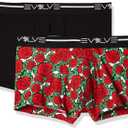 Evolve Men's Cotton Stretch No Show Trunk Underwear Multipack (Black/Rose Patch, S)